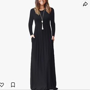 GRECERELLE Women's Long Sleeve Loose Maxi Dress with Pockets